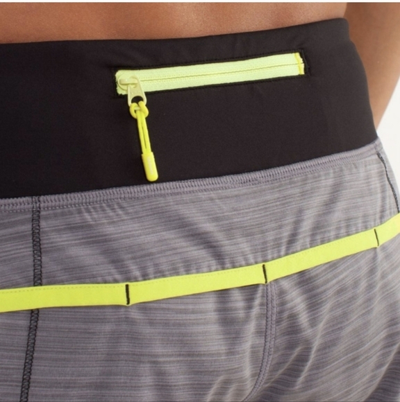 Lululemon Run: Speed Short Size 2 Gray Black And Yellow Color W7278S - Picture 5 of 13